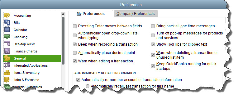 Establishing Preferences in QuickBooks