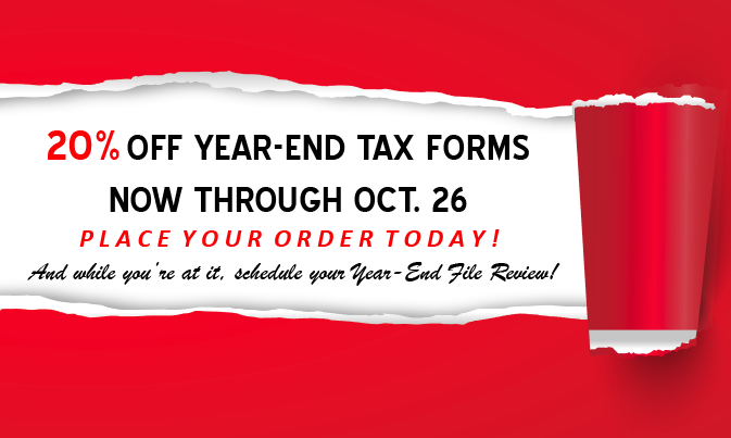 20% Off Year End Tax Forms