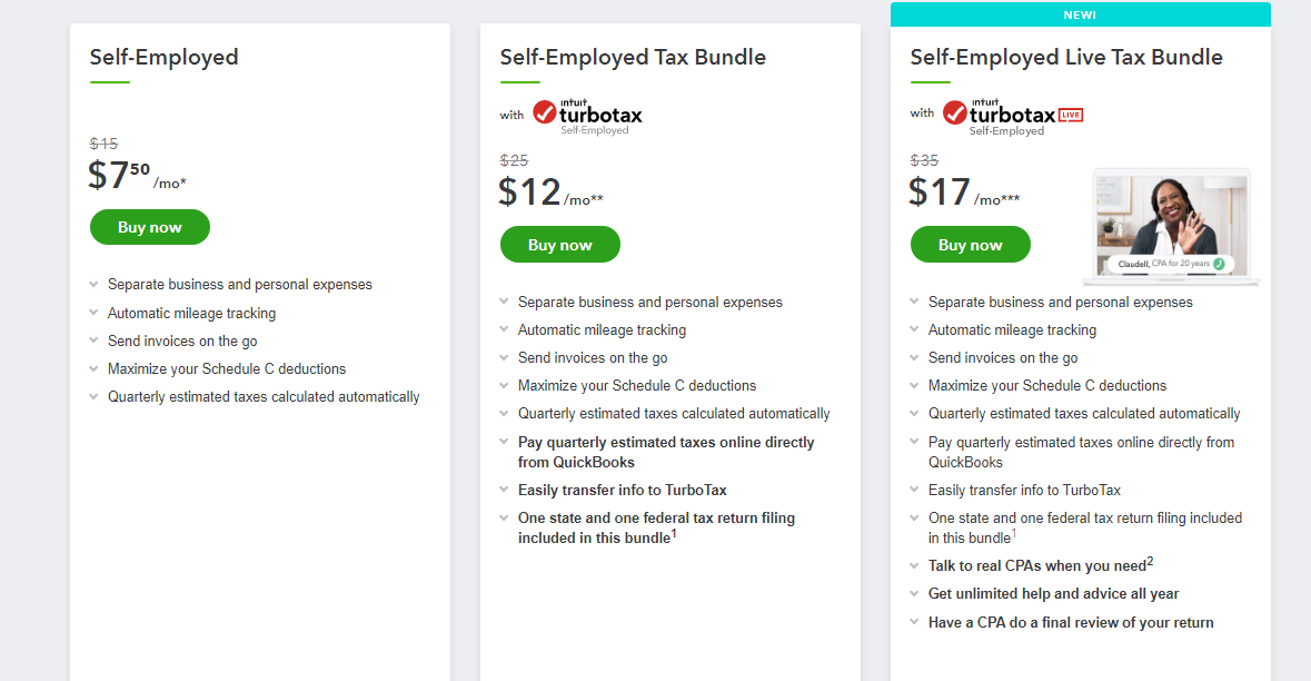 QuickBooks Self-Employed versions